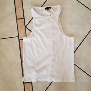 J. Crew Classic White‎ Ribbed racer front Tank large